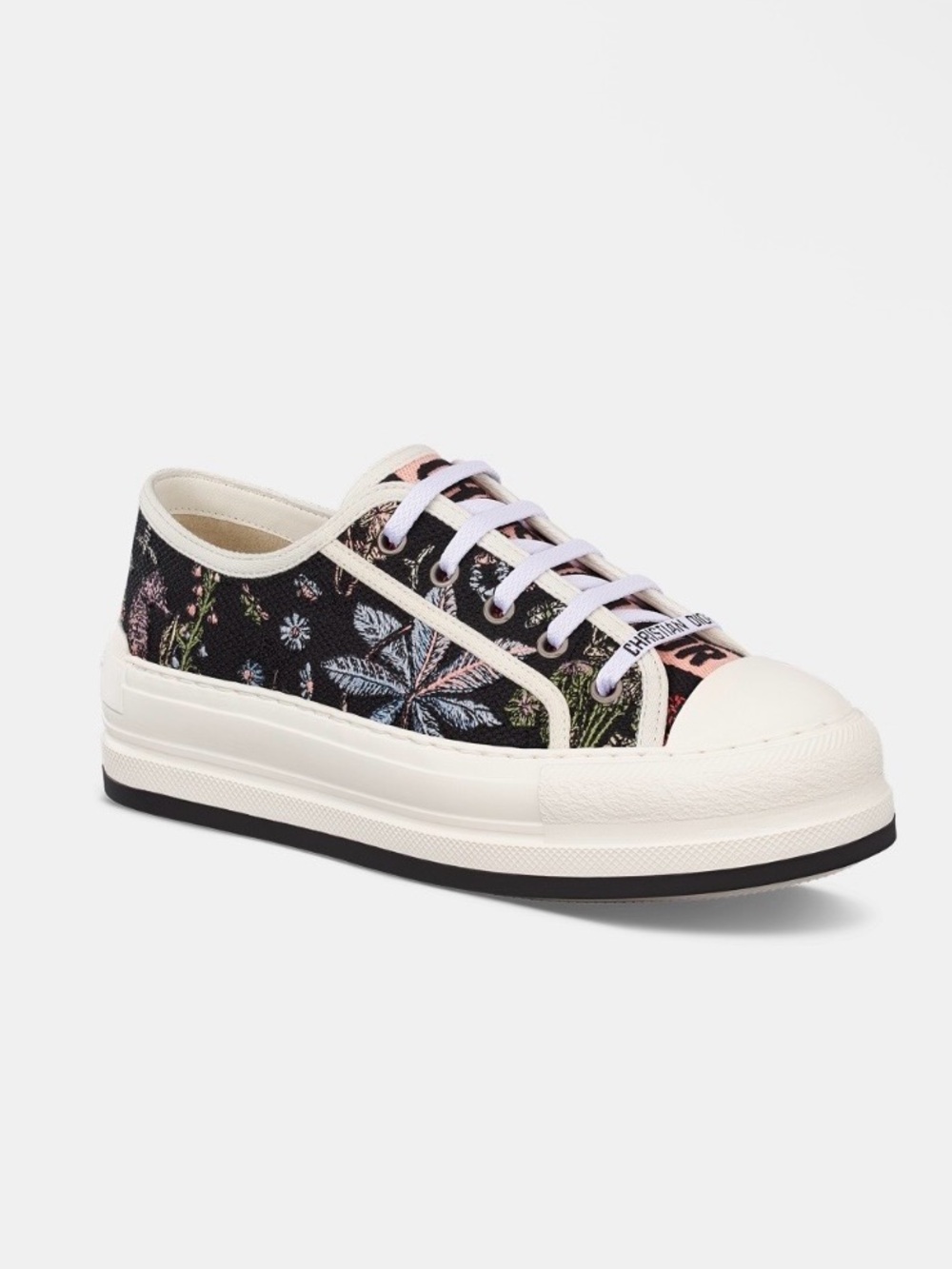 Christian Dior WALK'N'DIOR PLATFORM SNEAKER Black Multicolor Embroidered Cotton